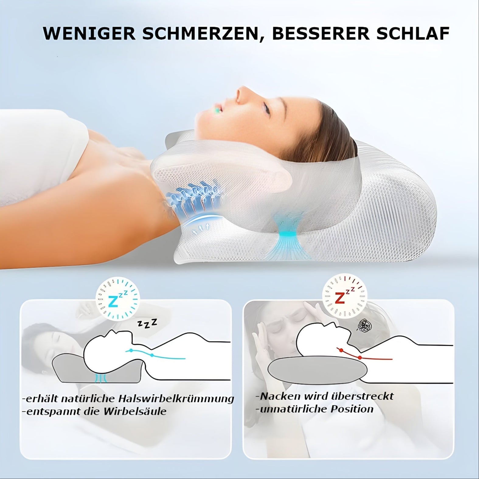 Ergonomisches Schlafkissen mit Memory Schaum V2