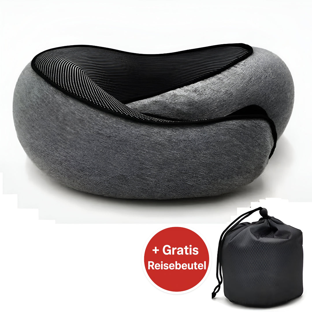Örthopädisches Reisekissen für den Nacken + Gratis Reisebeutel