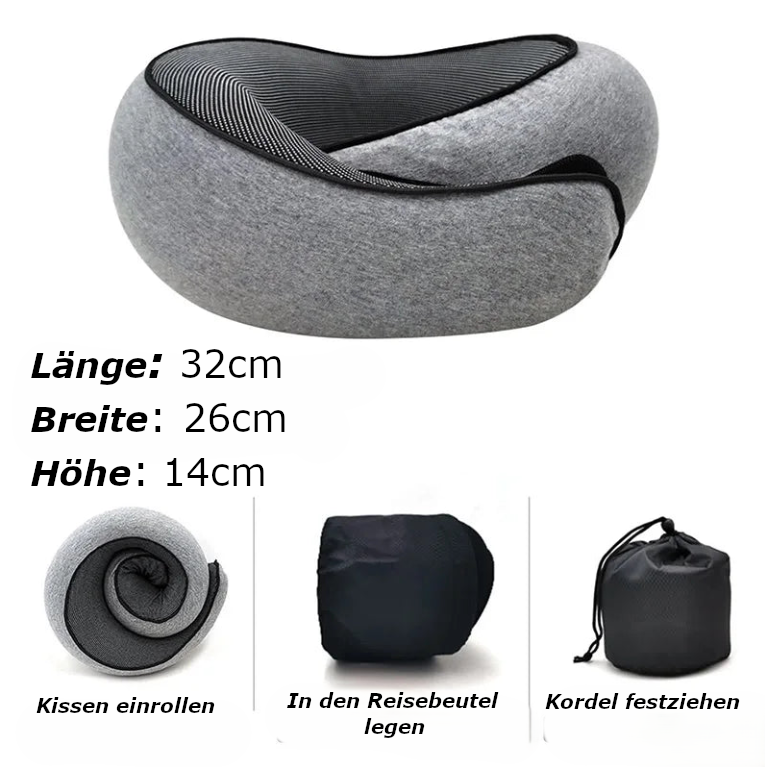 Örthopädisches Reisekissen für den Nacken + Gratis Reisebeutel