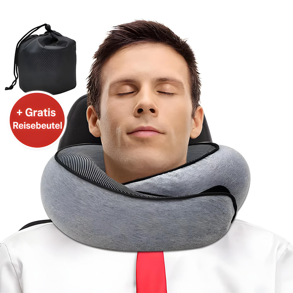 Örthopädisches Reisekissen für den Nacken + Gratis Reisebeutel