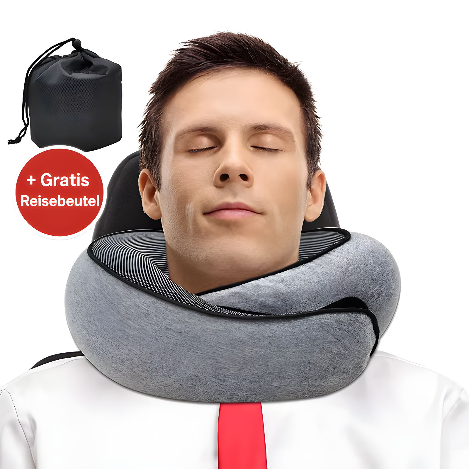 Örthopädisches Reisekissen für den Nacken + Gratis Reisebeutel