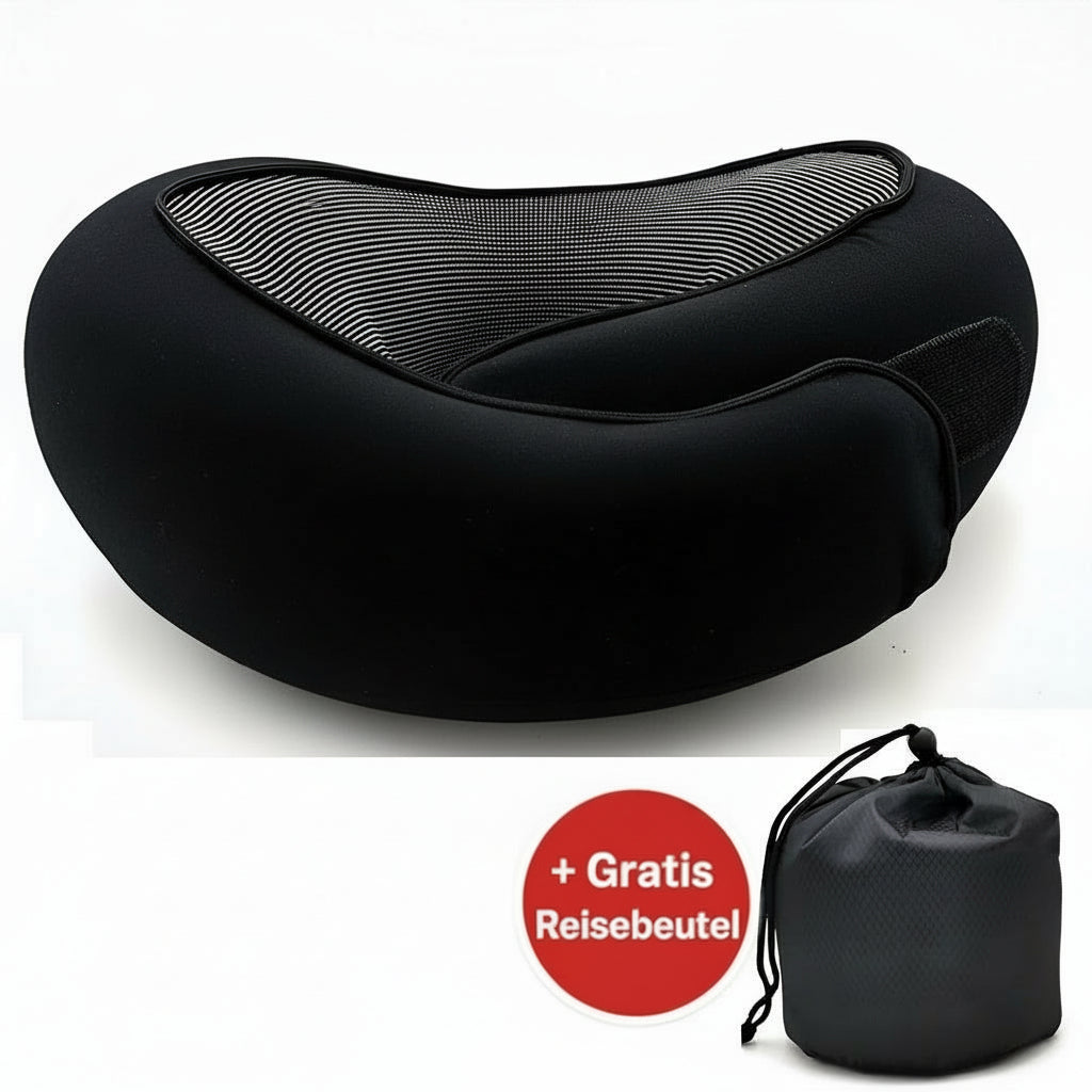 Örthopädisches Reisekissen für den Nacken + Gratis Reisebeutel